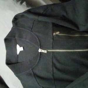 Calvin Klein Zip Up Bomber Sweater With Leather Pocket XXL Worn Once